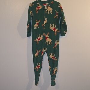 Carter's Festive Green Reindeer Footies LOT O